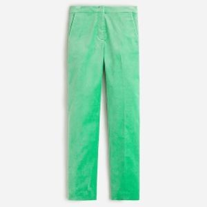 NWT J Crew Kate Stretch Velvet Straight Leg Pants Classic Green Tall 8